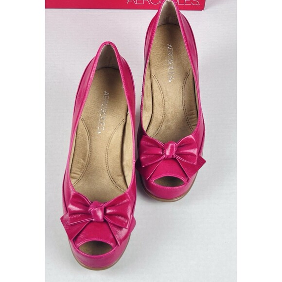 Aerosoles Well Wisher Shoes Womens 8.5M Pink Bowtie Peep Toe Espadrille Wedges - Picture 14 of 14